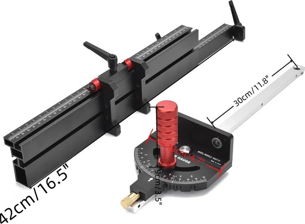 Guide d'onglet pour table de sciage avec rainures en T, rail 40-76,5 cm