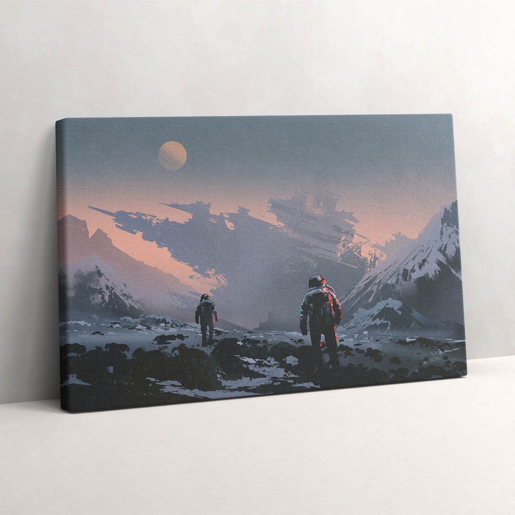 Astronauten und die Milchstraße – Leinwandbild Wandbild – 60x40 cm – Leinwandbilder – Wandbilder – Schlafzimmer – Flur