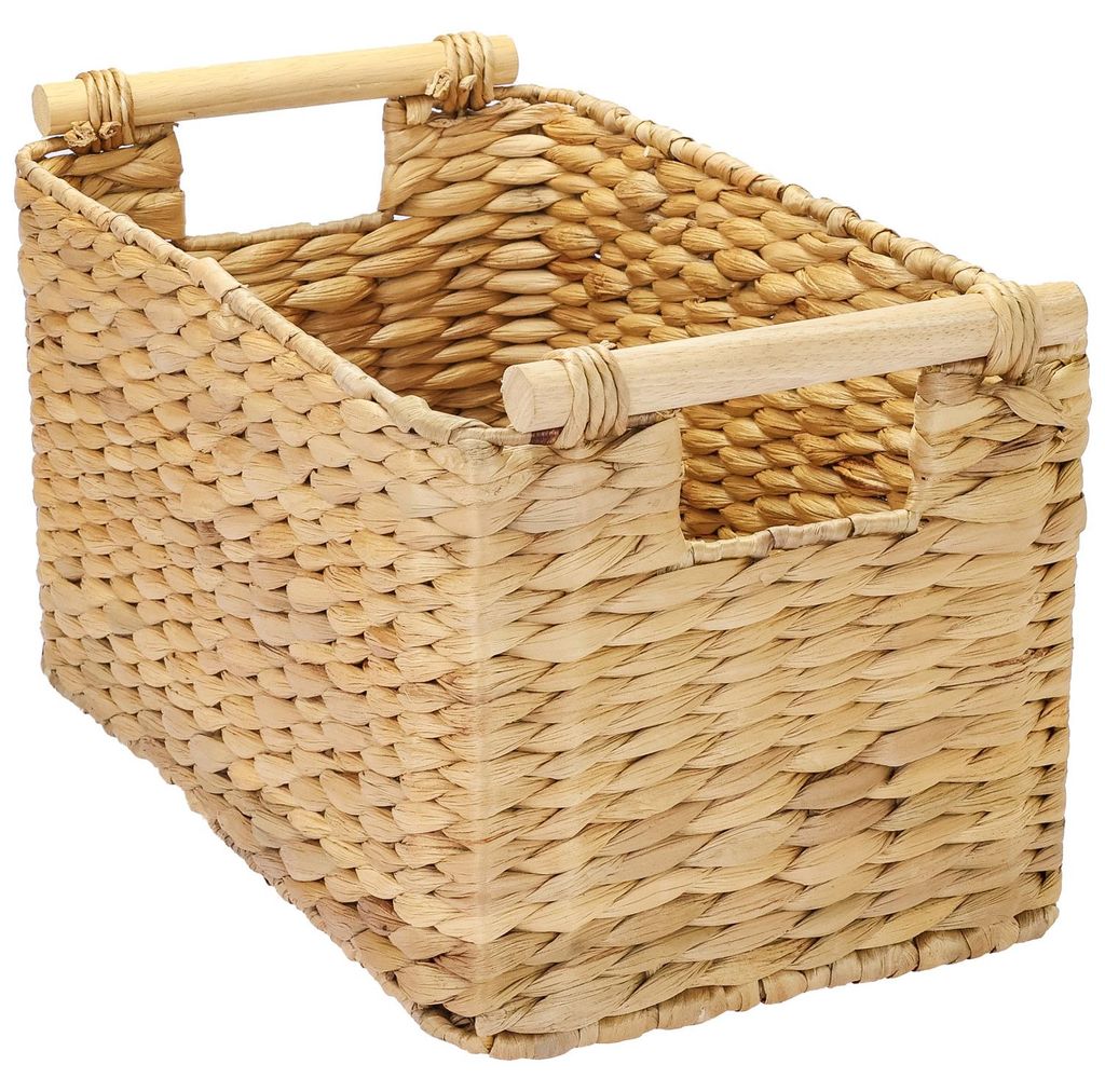 Aufbewahrungskorb mit Griffen, Korb geflochten aus Wasserhyazinthe Seegras, HMF 37279-37CM, 37x22x20 cm