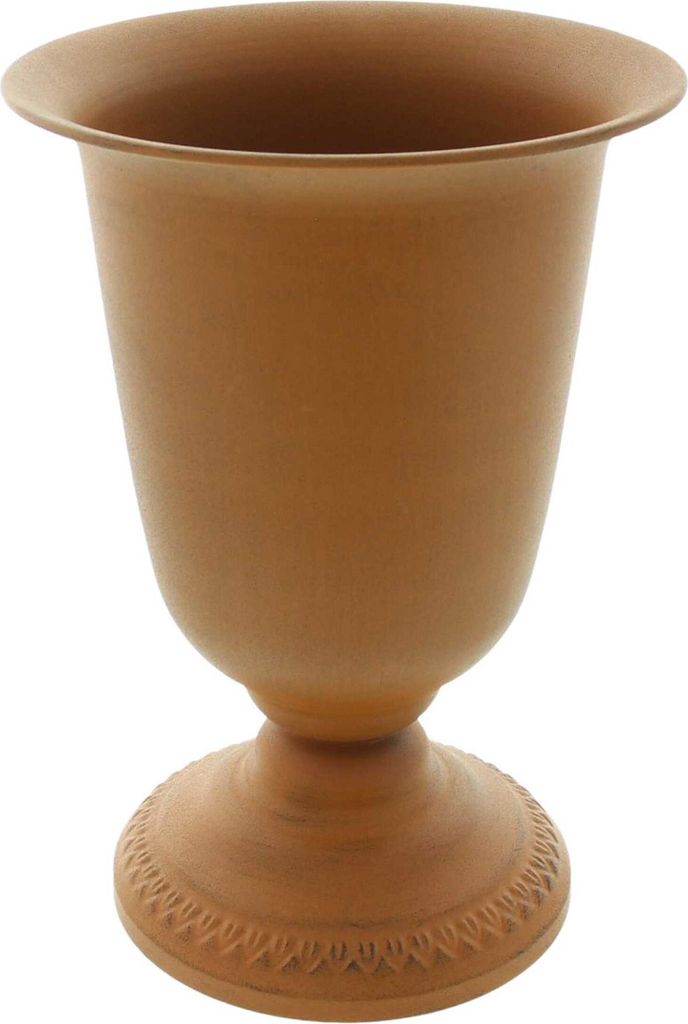 Pflanzpokal "Rostoptik", Metall, mit Wasserablauf, zum Bepflanzen mit Folie Ausschlagen, Ø 24 x 33 cm