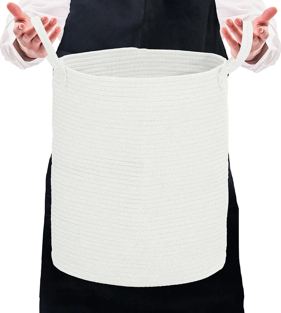 Corbeille à linge ronde en tissu coton pliable 36L pour salle de bain