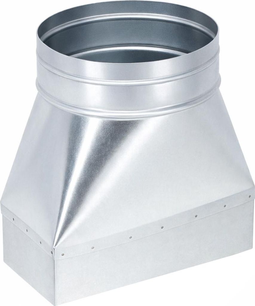 Flachkanal Adapter 200 x 90 mm auf Ø 150 mm, symmetrisch