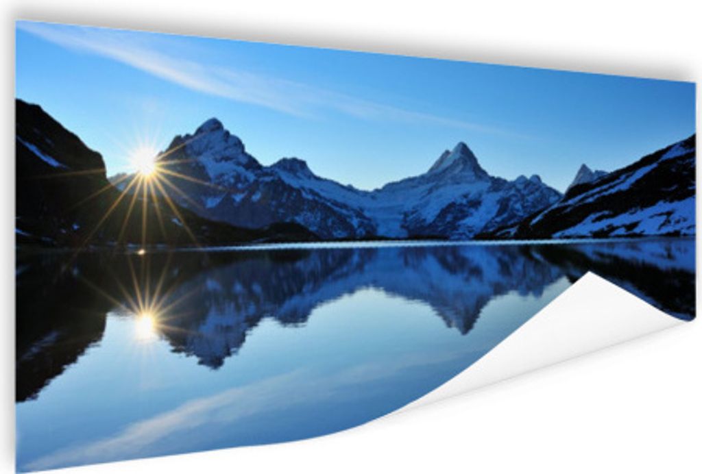 MuchoWow Poster Alpen - Berg - Wasser - Schnee 80x40 cm - Wanddeko