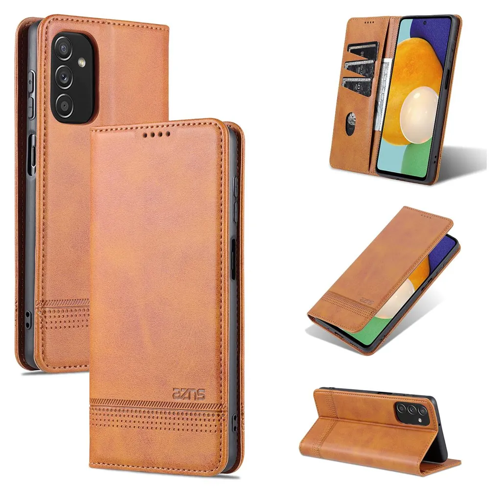 Custodia Samsung Galaxy M52 5G Pelle Marrone: Flip Cover con Stand