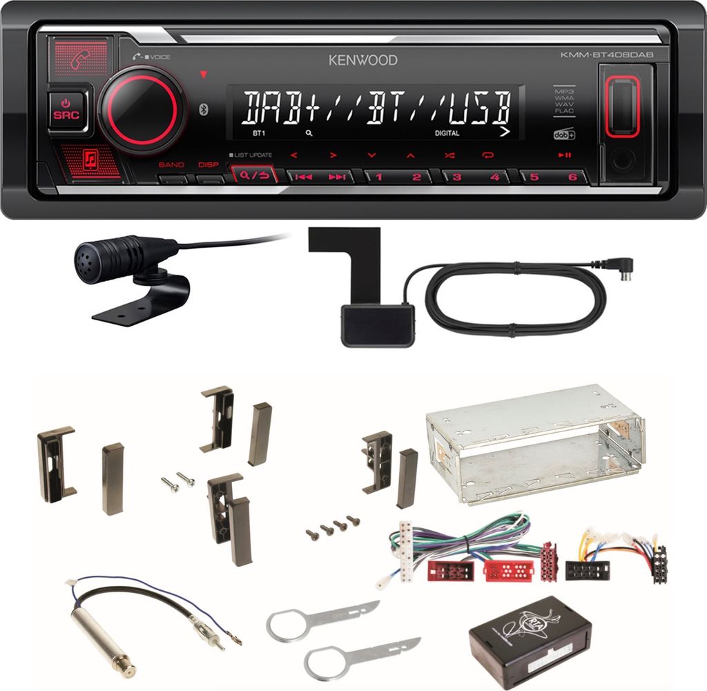 Kenwood KMM-BT408DAB Bluetooth Digitalradio USB Einbauset für Audi A3 8L