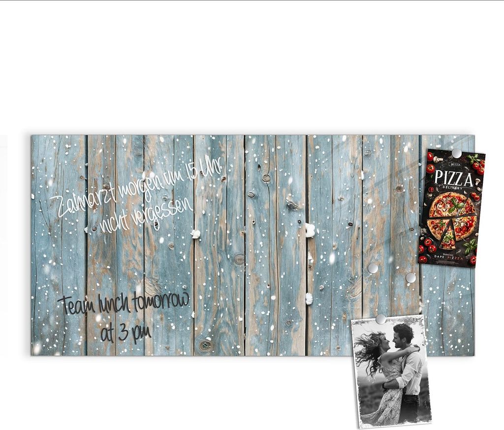 Magnettafel 100x50cm Pinnwand Whiteboard beschreibbar - Holz mit Schnee
