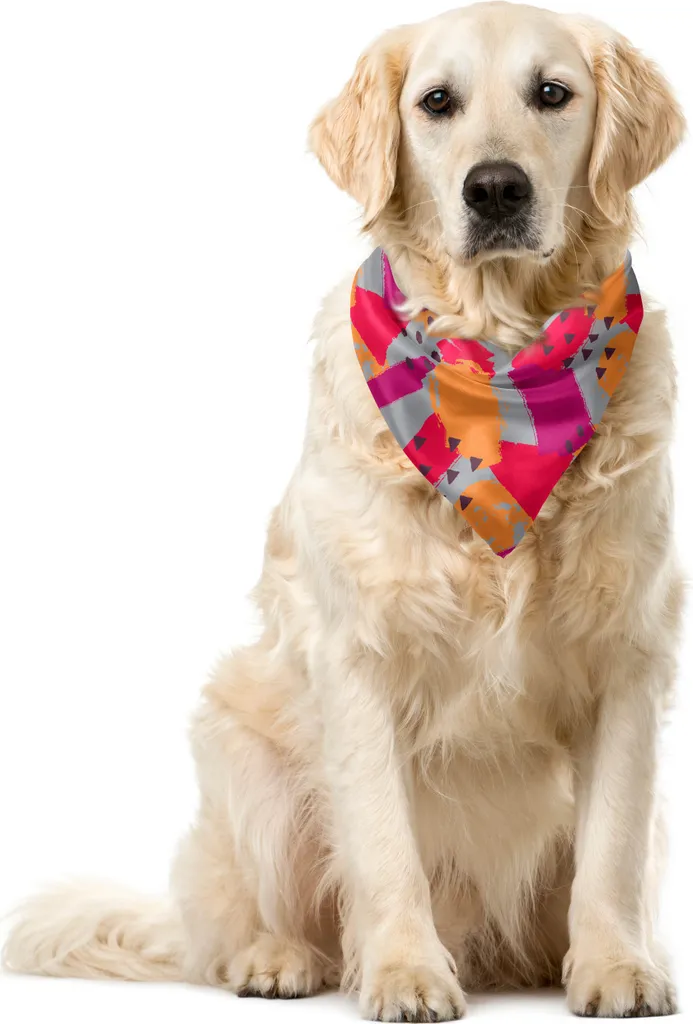 ABAKUHAUS Bandana colorata per animali domestici, serie casuale di pennellate, 55x55 cm, albicocca magenta