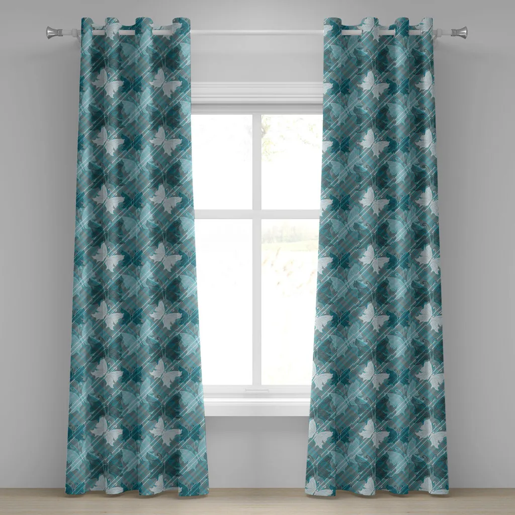 Tende Decorative Abakuhaus 280x175 | Farfalle Grunge Verde Acqua - 1