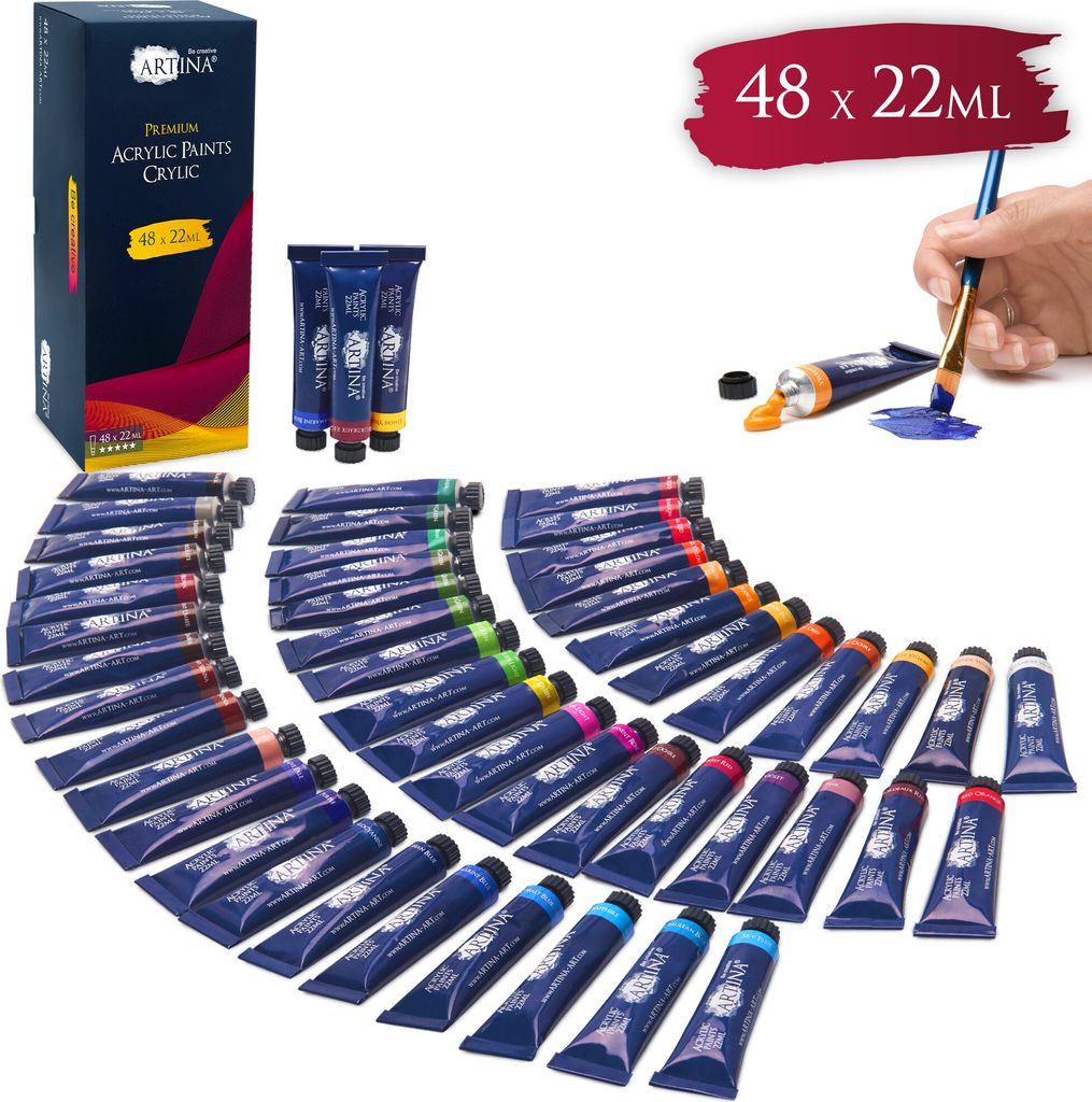 Artina Acrylfarben Set Crylic Künstlerfarben 48x22ml Produktbild 