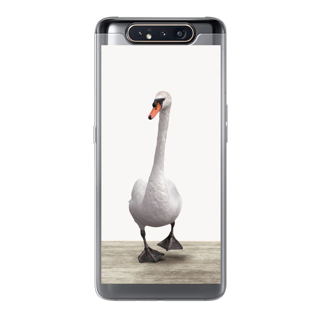 MuchoWow Handyhülle Schutzhülle Hülle für Samsung Galaxy A80 Schwan - Tiere - Vogel - Jungen - Mädchen - Kinder Silikon Softcase Handy Hüll...