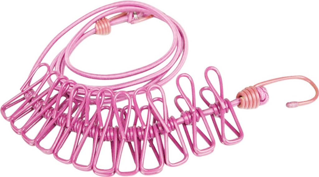 Tragbare elastische winddichte Trocknungskleiderkleiderkleiderlinie mit 12 Clips-Rosa