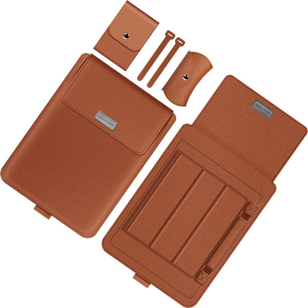 INF Laptop-Hülle, Schutzhülle aus Kunstleder Braun 15 Zoll
