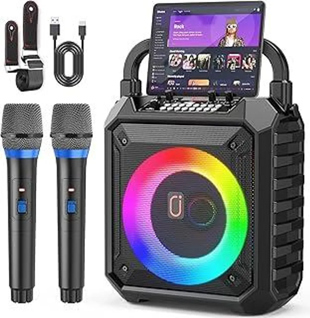 JYX Altoparlante Karaoke Portatile per Casa e Feste: Doppio Microfono Wireless