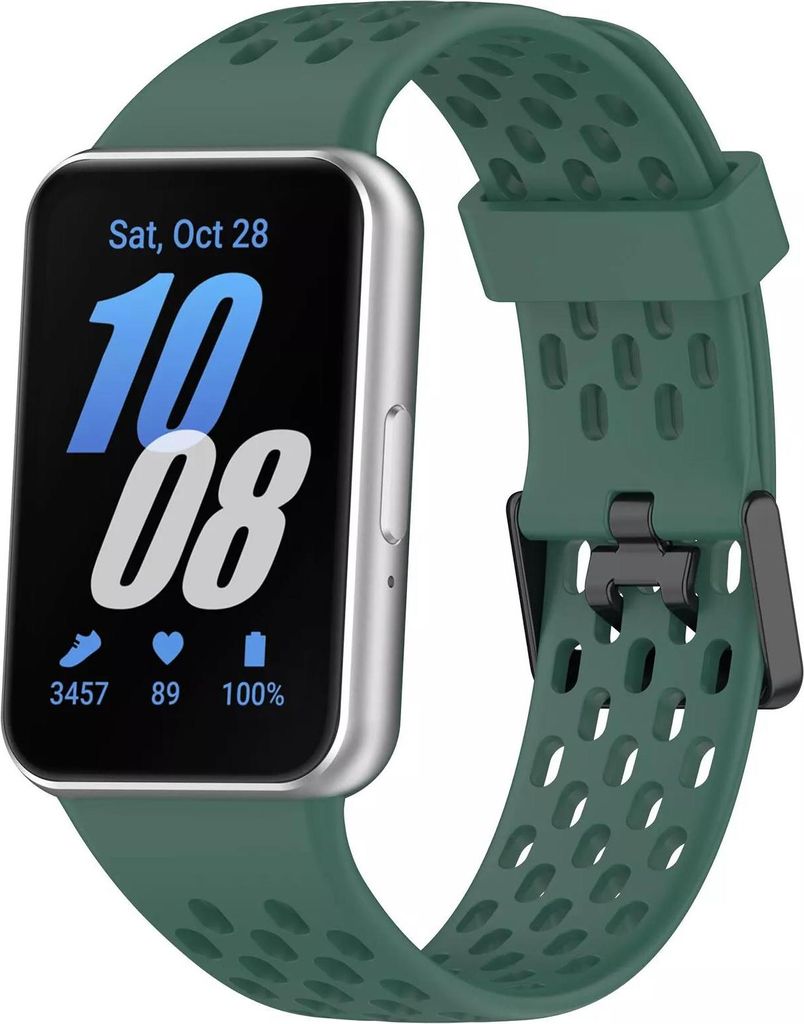 Strap-it Atmungsaktives Silikonarmband mit Schnallenverschluss - passend für das Samsung Galaxy Fit 3 (grün)