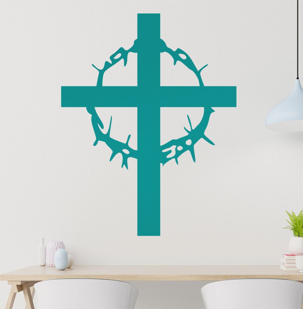 Dornenkreuz Wandtattoo in 6 Größen - Wandaufkleber Wall Sticker - Dekoration, Küche, Wohnzimmer, Schlafzimmer, Badezimmer