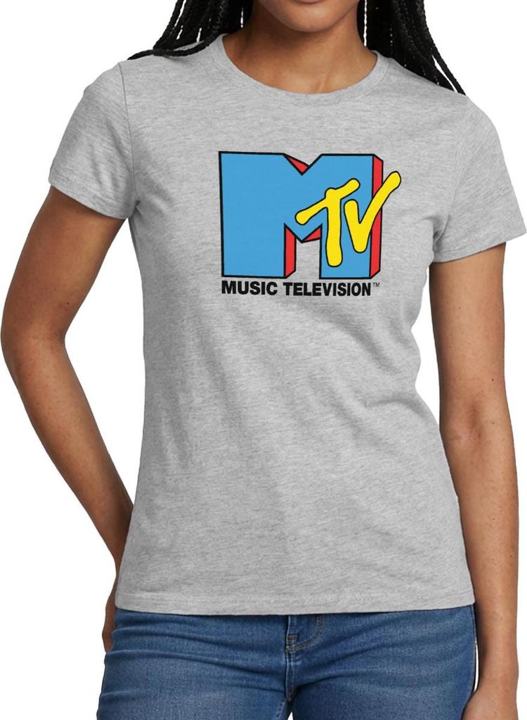 Spreadshirt MTV Music Television Klassiches Logo Frauen T-Shirt, S, Grau meliert