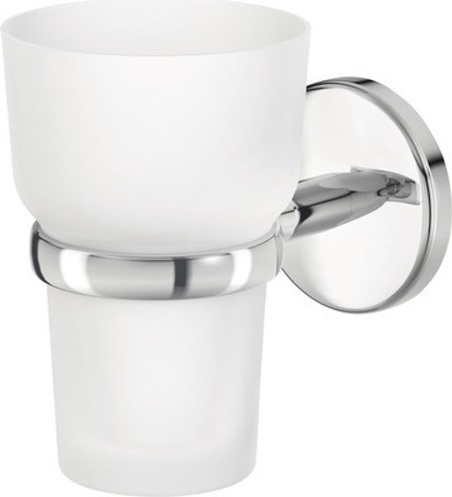 Zahnputzbecherhalter Serie Flame glänzend Chrom H 11,2 cm B 7,2 cm T 11,2 cm zum Kleben oder Bohren