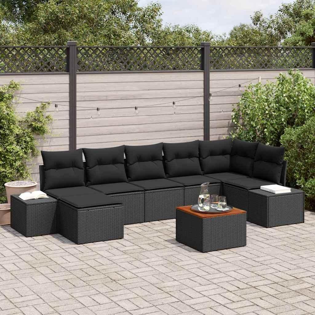 Maison Exclusive - Gartensofa-set mit Kissen 8 pcs Schwarz Poly-Rattan