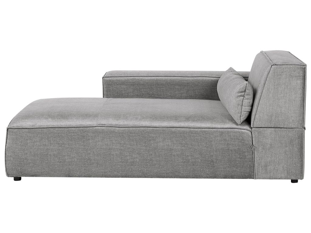 BELIANI Modul Chaiselongue Grau Stoffbezug mit Armlehne Rechts 1 Dekokissen Skandi Modern Sofaliege Recamière für Modulsofa Wohnzimmer Ausstattung