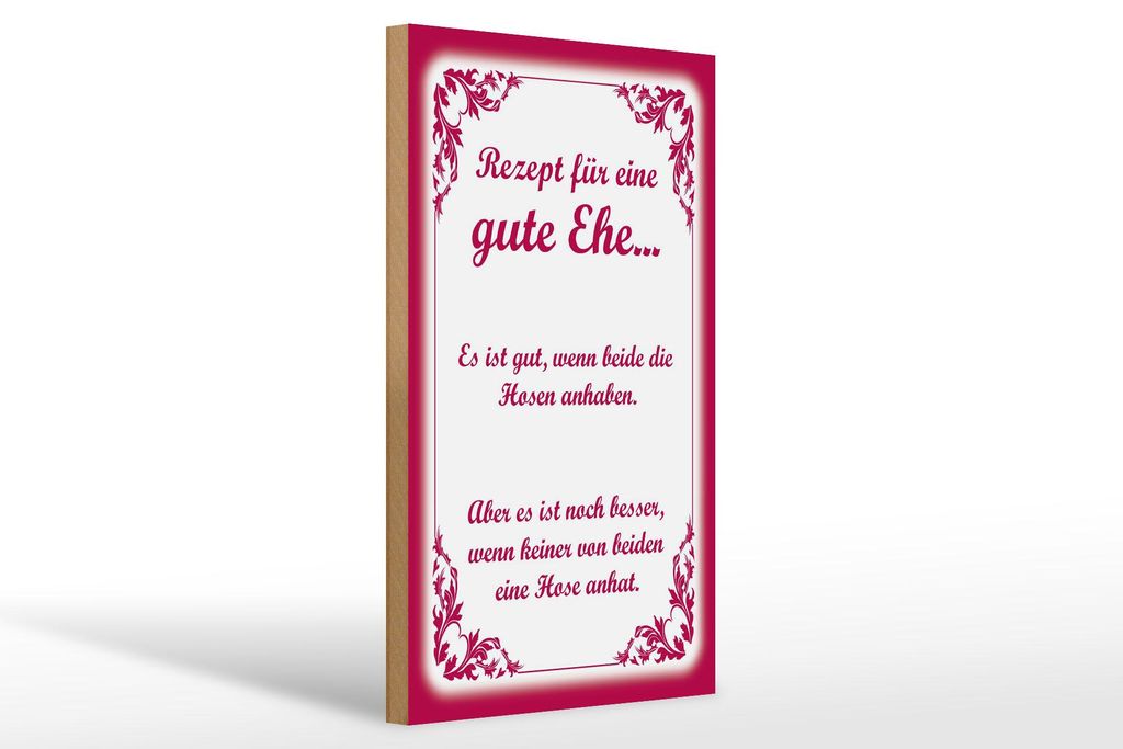 Holzschild Spruch 20x30cm Rezept für eine gute Ehe