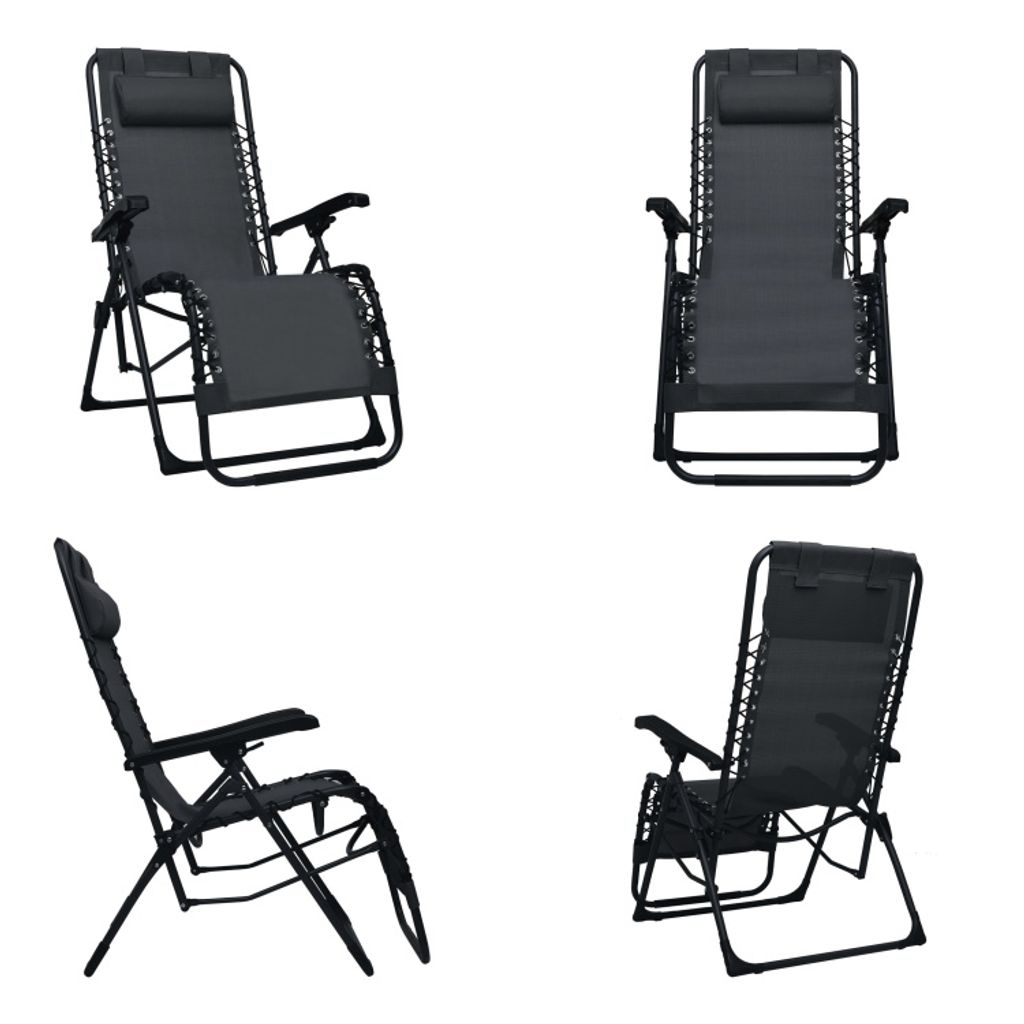 vidaXL Klappbarer Liegestuhl Schwarz Textilene - Liegestuhl - Liegestühle - Gartenstuhl - Gartenstühle
