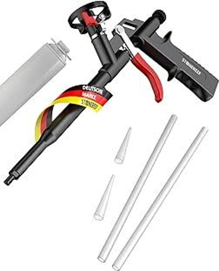 PU Schaumpistole - Teflonbeschichtete Dosierpistole aus Metall | Ergonomischer Griff für Präzises Auftragen von Bauschaum und Montageschaum | Pro...