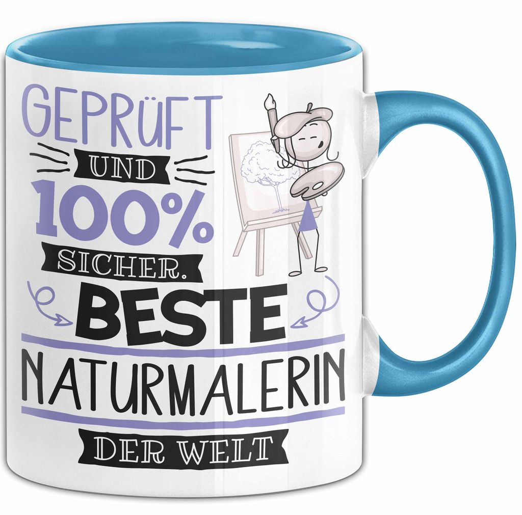 Beste Naturmalerin Der Welt Tasse Geschenk für Eine Naturmalerin Und Sicher Geschenkidee Geburtstag Weihnachten (Blau)