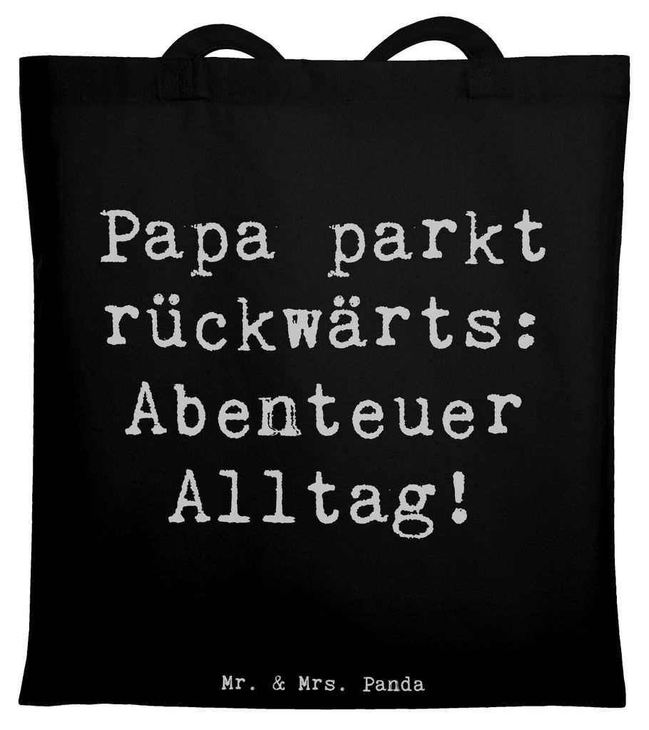 Mr. & Mrs. Panda Tote Bag Spruch Vater Abenteuer - Schwarz - Geschenk, Liebe, Shopping Tasche, Lächeln, Stoffbeutel, moderner, besonderes, Parken,...