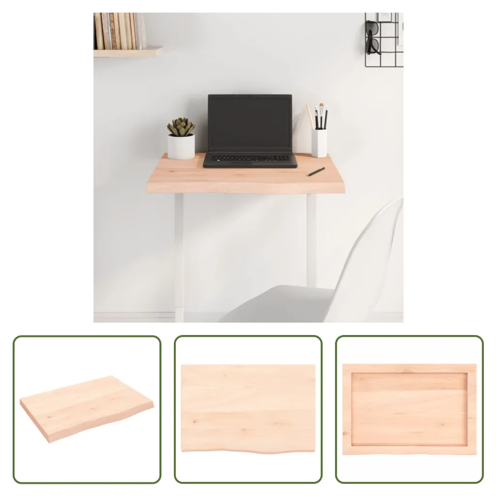 The Living Store Piano del tavolo 60x40x(2-4) cm in rovere massiccio non trattato
