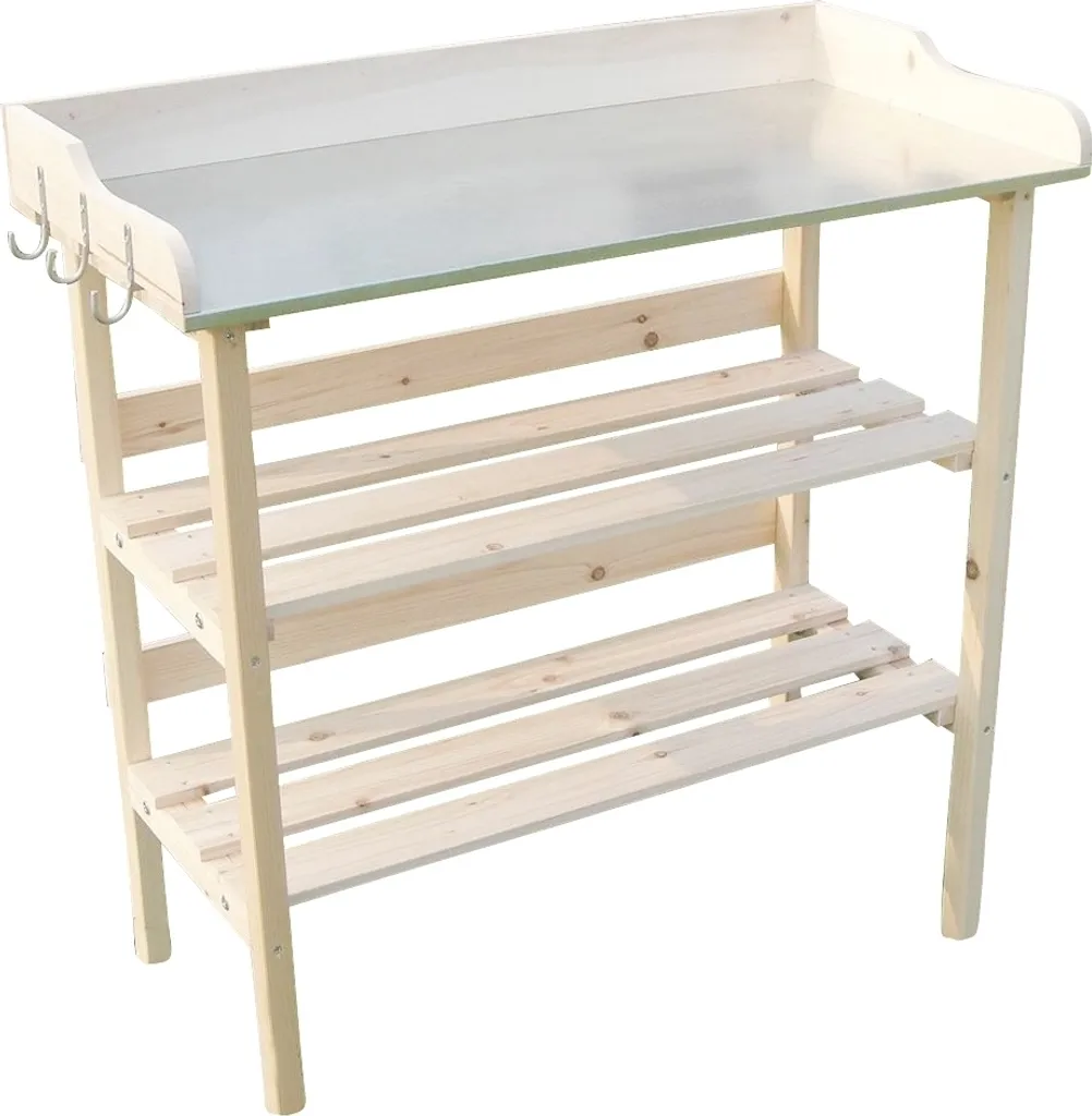 Table de plantation en épicéa avec plan de travail galvanisé - 80x40cm