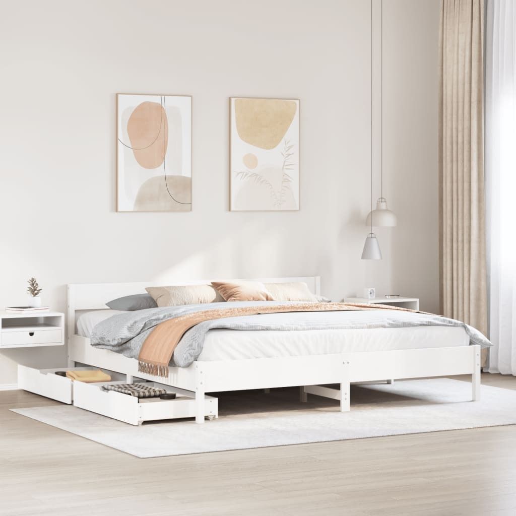 Maison Exclusive - Massivholzbett ohne Matratze Weiß 180x200 cm Kiefernholz