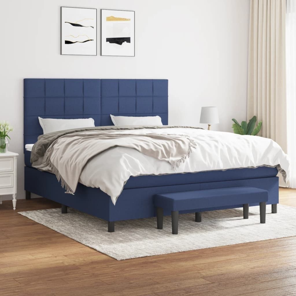 Maison Exclusive - Boxspringbett mit Matratze Blau 160x200 cm Stoff