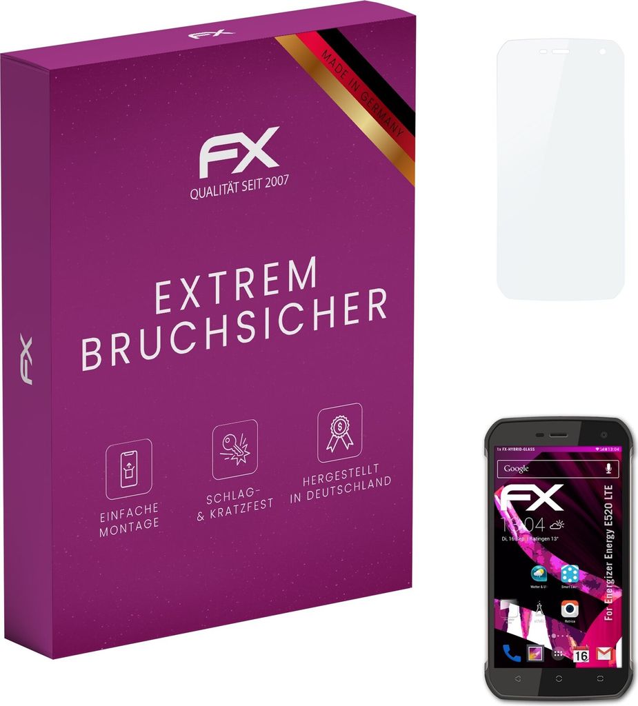 atFoliX FX-Hybrid-Glass Displayfolie kompatibel mit Energizer Energy E520 LTE Glasfolie
