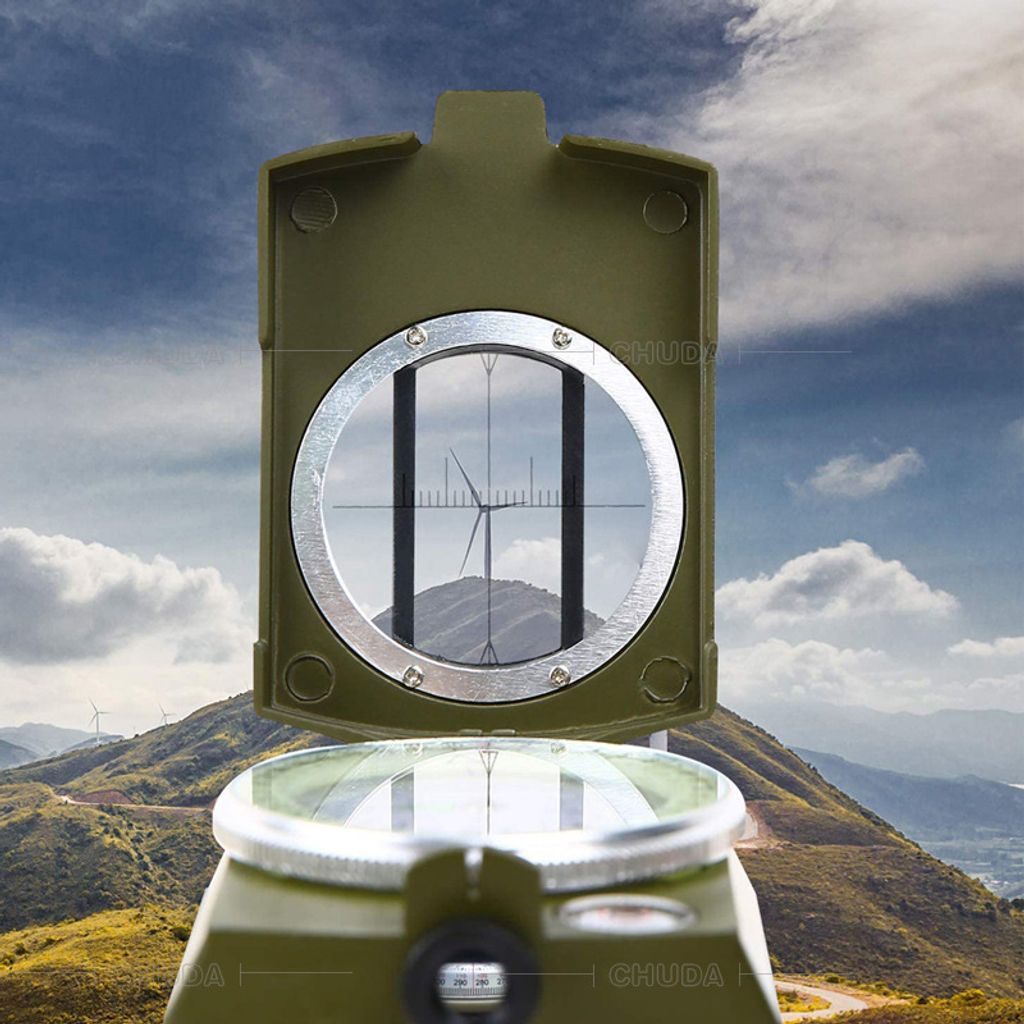 Militärkompass, Wanderkompass mit Tragetasche, professioneller multifunktionaler wasserdichter und wasserdichter Navigationskompass für Camping, ...