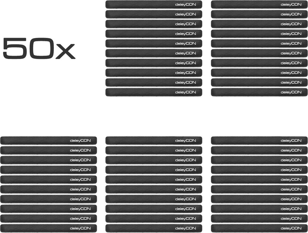 deleyCON 50x Klett Kabelbinder 15cm Klettband 12mm Breit Kabelmanagement Kabelorganizer Klettkabelbinder Klettverschluss Schwarz