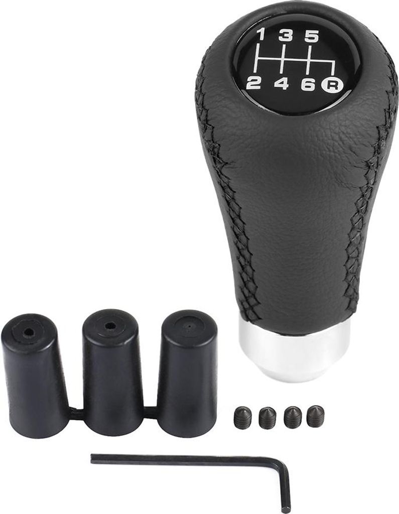Universalauto Fahrzeug 6 Geschwindigkeitsgetriebe Schaltknauf PolyurethanShifter Stick mit 3 Schläuchen Schwarz