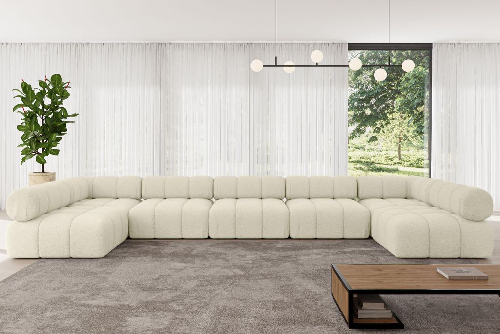 ALTDECOR Modulares Sofa Ecksofa in U-Form - Garvo-U3 - 475x190x70 cm Beige Corner modular Sofa Eckcouch Couch Wohnlandschaft Cauchsofa Polstersofa