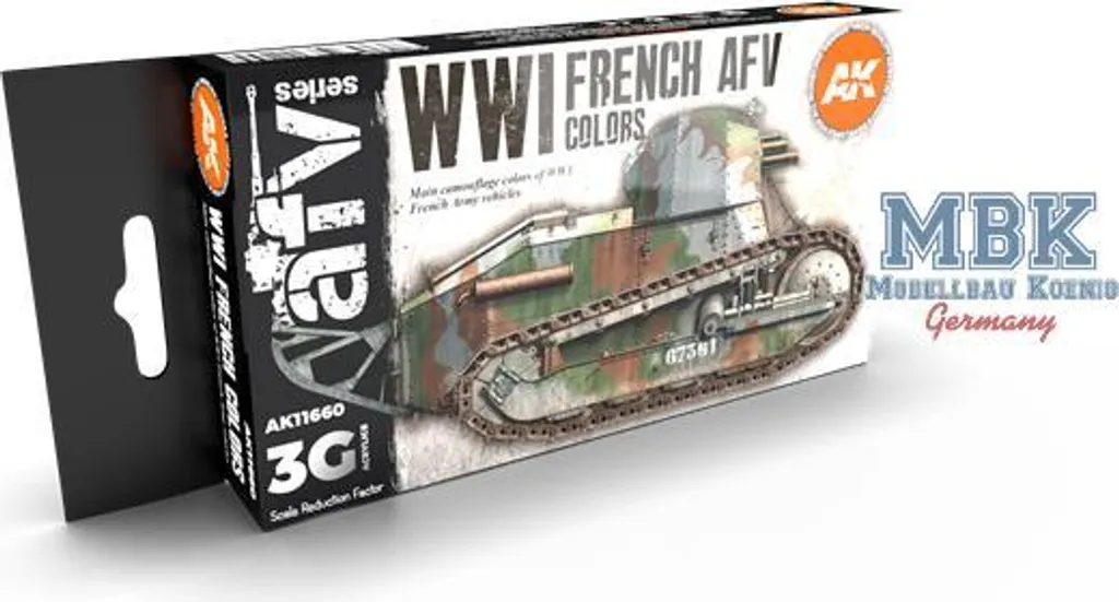 AK Interactive AK-11660 Couleurs Véhicules Blindés Français 14-18 3Gen
