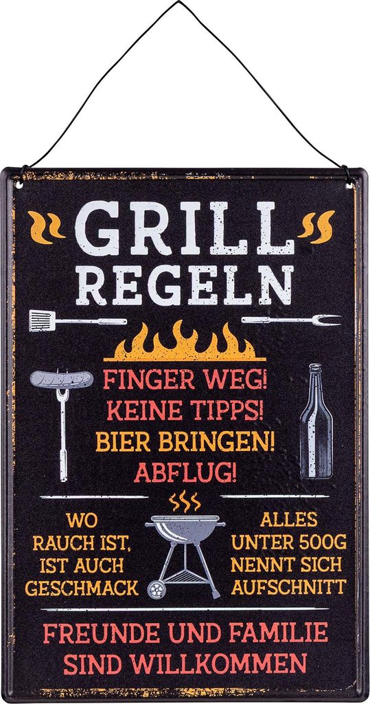 Spruchtafel Grillen H32cm Metallschild Grillregeln Garten Produktbild 