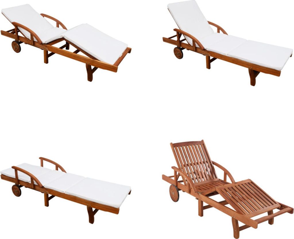 vidaXL Sonnenliege mit Polster Massivholz Akazie - Gartenliege - Gartenliegen - Sonnenliege - Sonnenliegen