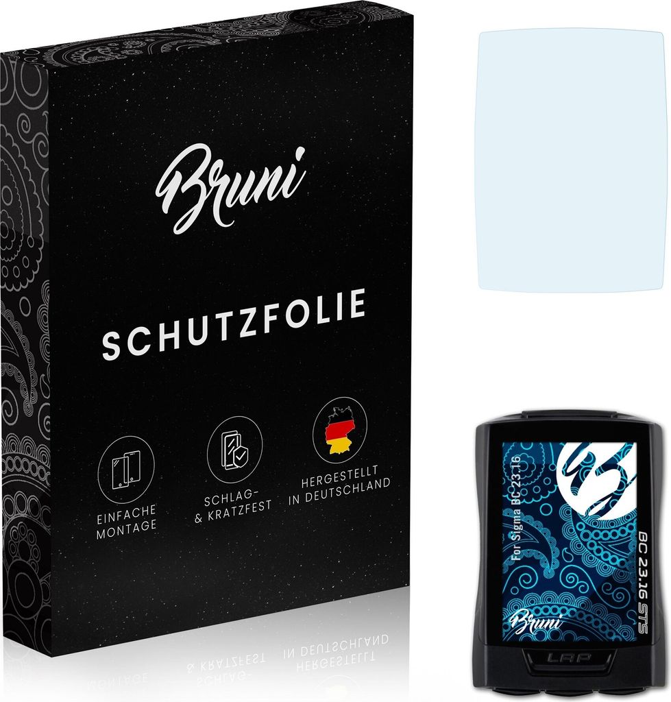 Bruni Basics-Clear 2x Schutzfolie kompatibel mit Sigma BC 23.16 Folie