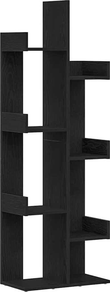 Bücherregal Schwarz Eichen-Optik 48 x 25,5 x 140 cm