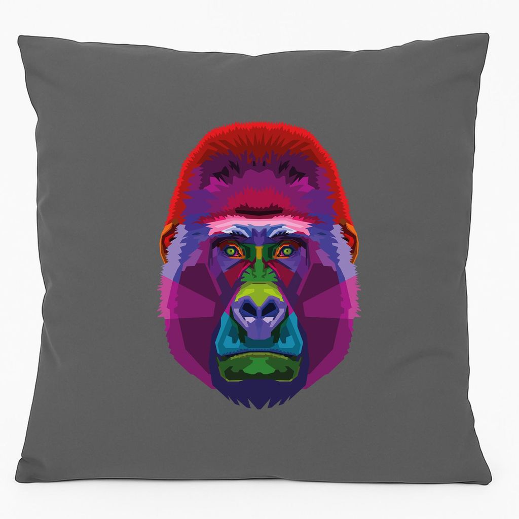 Huuraa Kissen Gorilla Colorful 40x40cm mit Füllung Steel Grey Baumwolle Dekokissen Geschenkidee