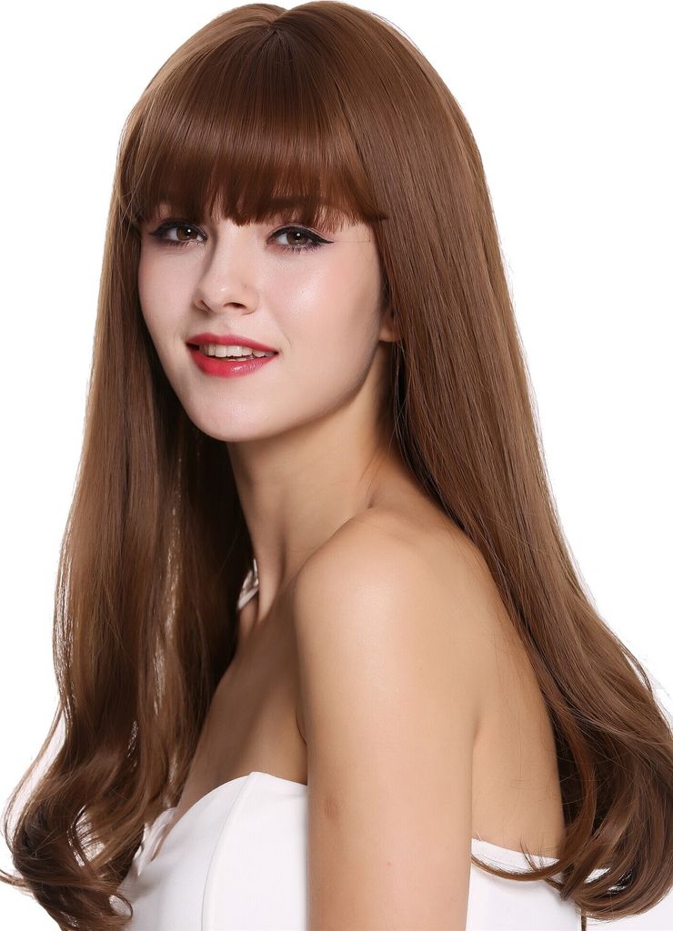 WIG ME UP Damenperücke – Mahagoni Braun Mix, Glatt, Schulterlang Mit Pony, 50cm