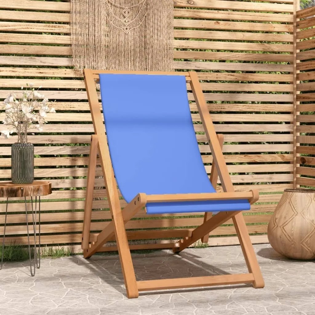 Sedia Sdraio Mare e Giardino Teak 56x105x96 Blu | Robusta e Pieghevole - 2