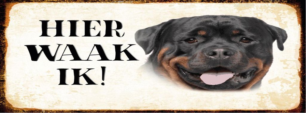 vianmo Blechschild 10x27 cm holländisch Hier Waak ik Rottweiler