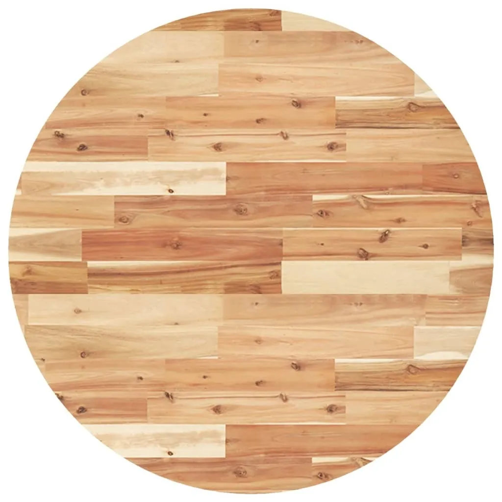 SYFAX Piano Tavolo Rotondo Ø80x2 cm Legno Massello Acacia per Interni