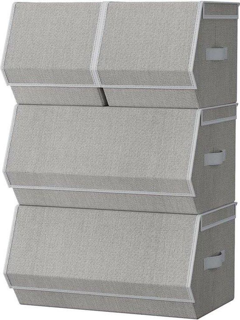 Stapelbare Stoffenboxen mit Metall und magnetischen Verschlüssen grau