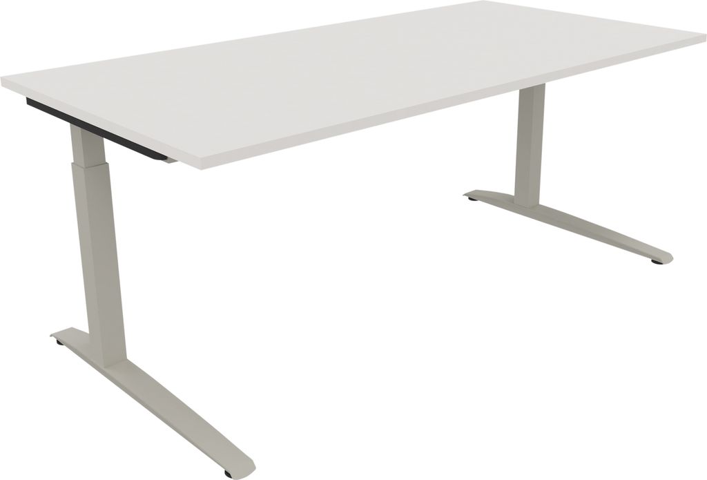 Schreibtisch Kufe Einzels. Quadrat B1800xT900xH650-850 si/Weiß