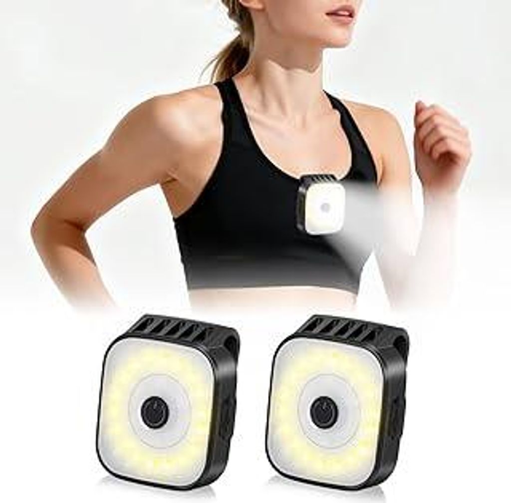 Lauflicht Joggen Clip USB, Lauflampe Joggen USB Clip 2 Stück, Jogging Licht mit 4 Licht Modus, LED Clip Lampe Sicherheitslicht Für Joggen, Klette...